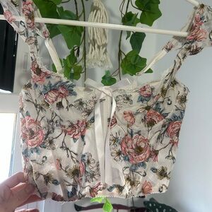 Victoria Secret White Floral Bustier Corset Top